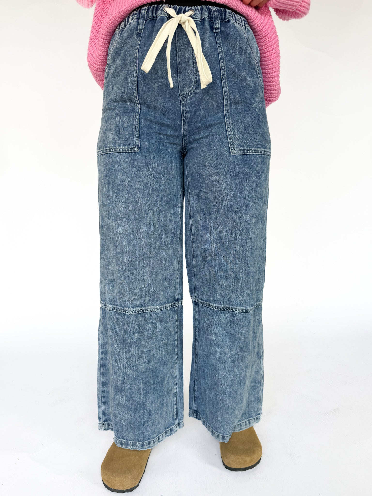 Wide Leg Denim Pants- Blue - Ana Patricia Boutique
