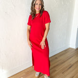 Scuba Maxi Dress- Red - Ana Patricia Boutique