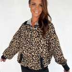 Waffle Knit Hooded Pullover- Leopard - Ana Patricia Boutique