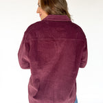 Corduroy Button Up Shirt- Cherry - Ana Patricia Boutique