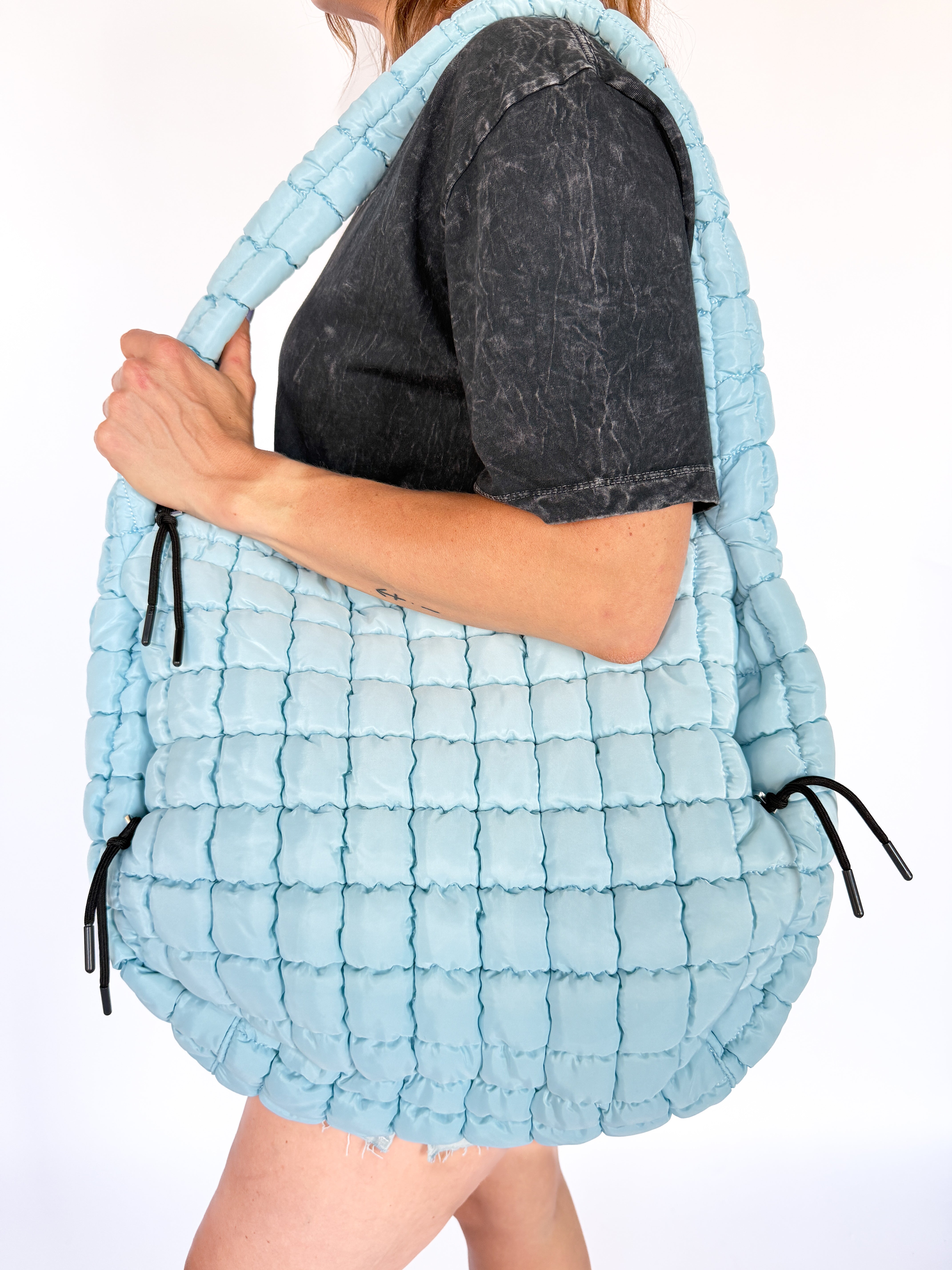 Puffer Hobo Tote Bag: Light Blue - Ana Patricia Boutique