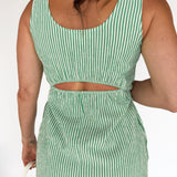 Stripe Open Back Maxi Dress- Green - Ana Patricia Boutique