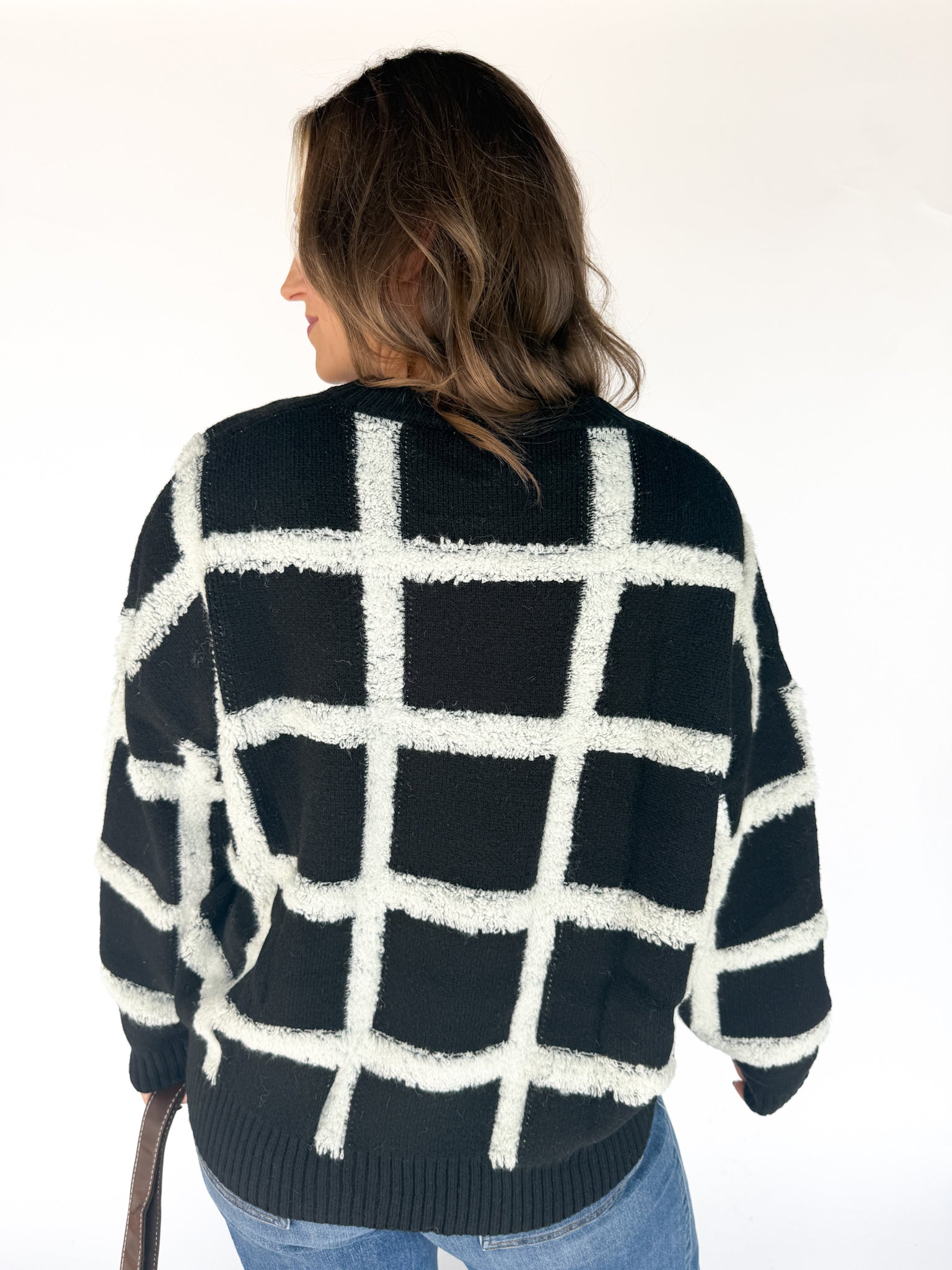 Black and White Check Sweater - Ana Patricia Boutique