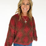 Textured Diamond Sweater- Burgundy - Ana Patricia Boutique