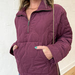 Quilted Half Zip Jacket- Cherry - Ana Patricia Boutique