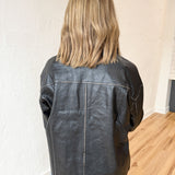Faux Leather Jacket- Black
