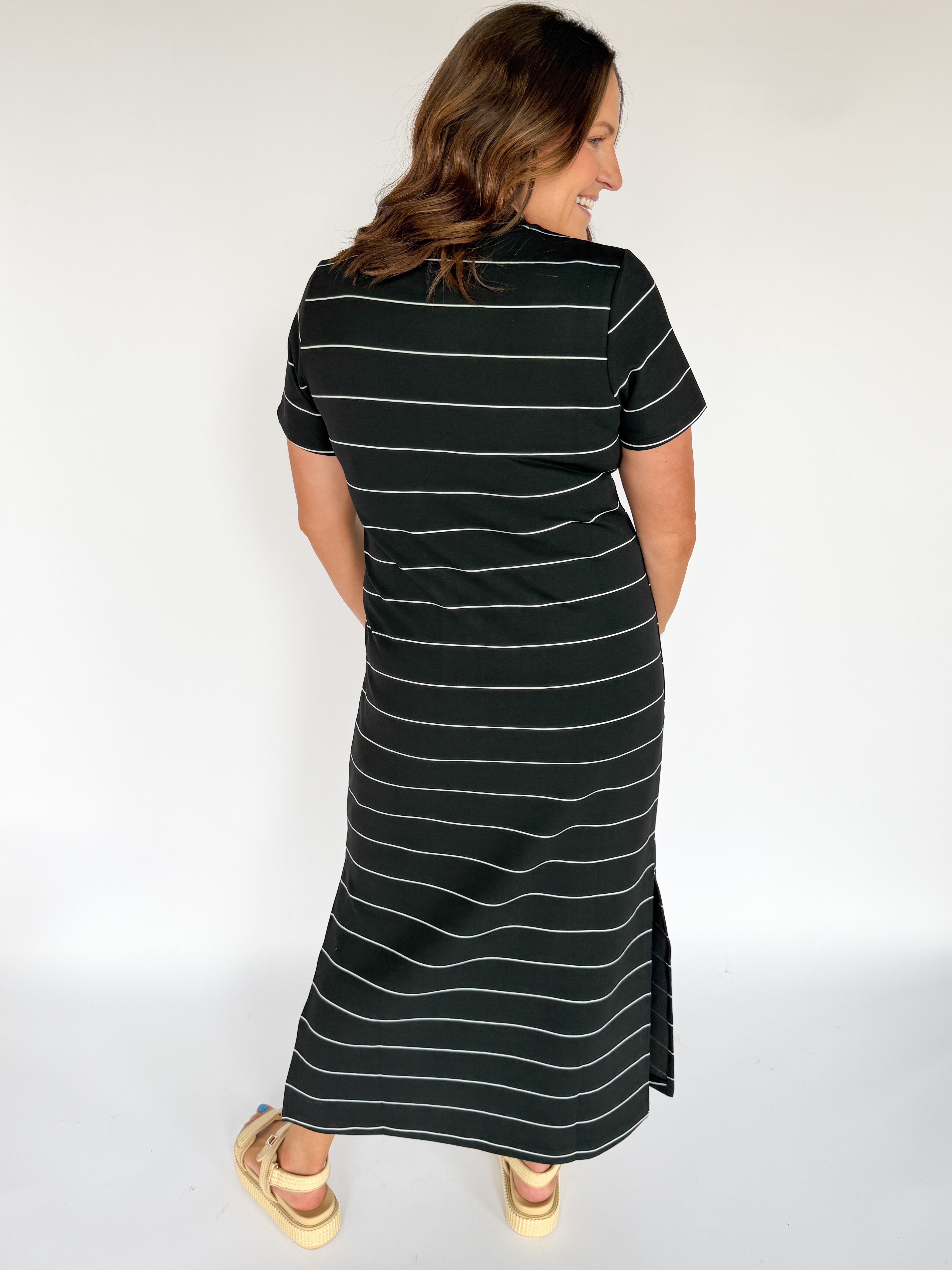 Scuba Maxi Dress- Stripe - Ana Patricia Boutique