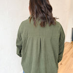 Corduroy Button Up Jacket- Olive - Ana Patricia Boutique