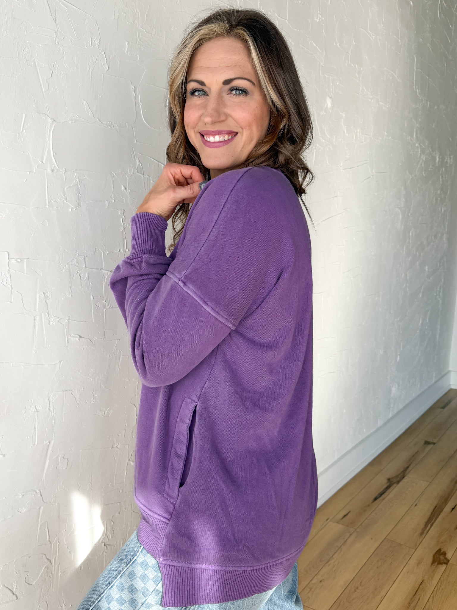 Hi-Lo Hem Pullover- Purple - Ana Patricia Boutique