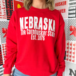 The Cornhusker State Crewneck-Red - Ana Patricia Boutique