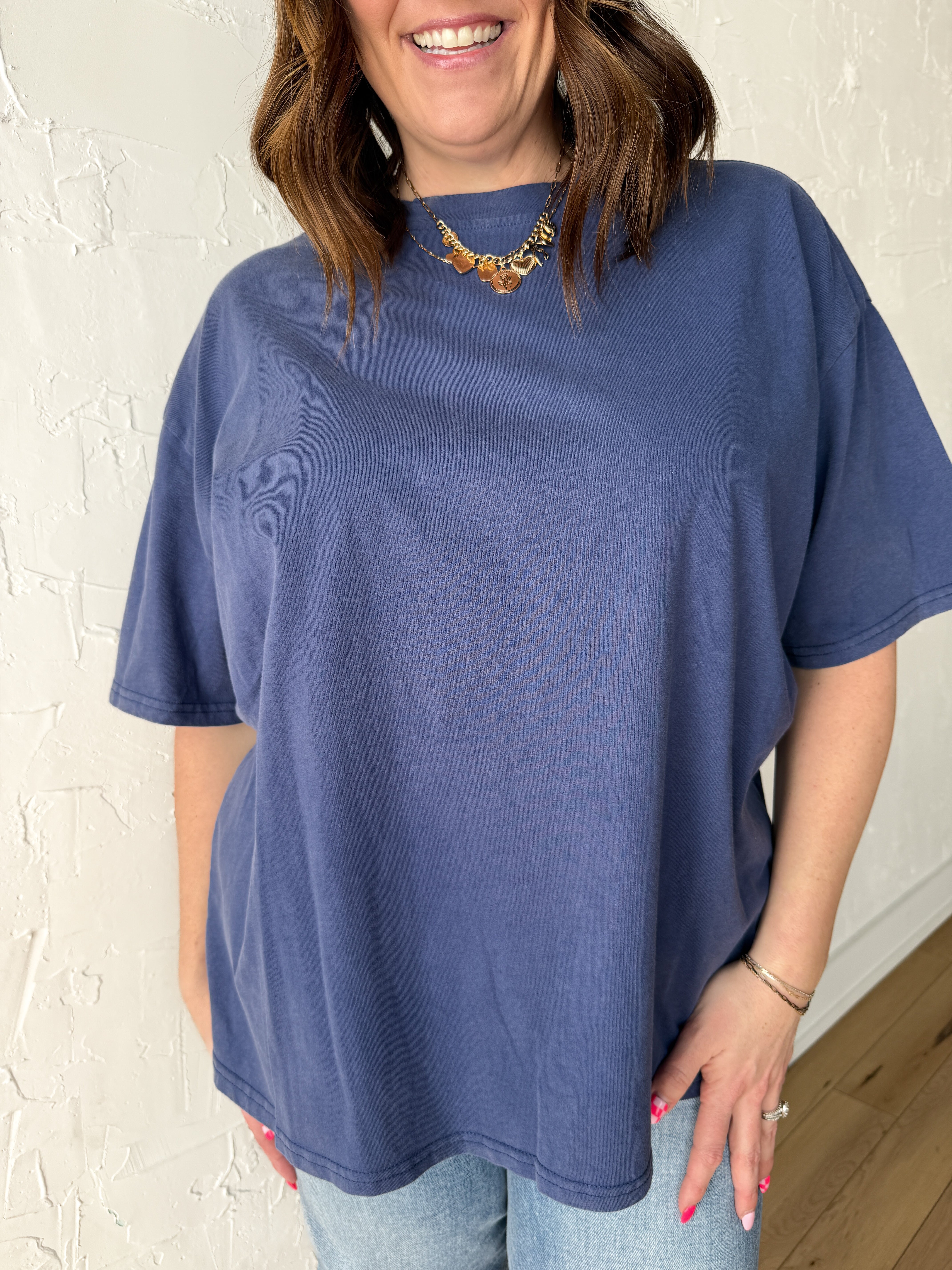 Oversized Basic Tee- Navy - Ana Patricia Boutique