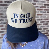 In God We Trust Trucker Hat- Navy - Ana Patricia Boutique