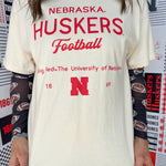 Nebraska Huskers Shot Off Tee- Off White - Ana Patricia Boutique