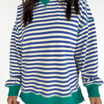 Stripe Comfy Pullover-Royal Blue/Cream - Ana Patricia Boutique