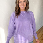 Mineral Wash Pullover- Violet - Ana Patricia Boutique