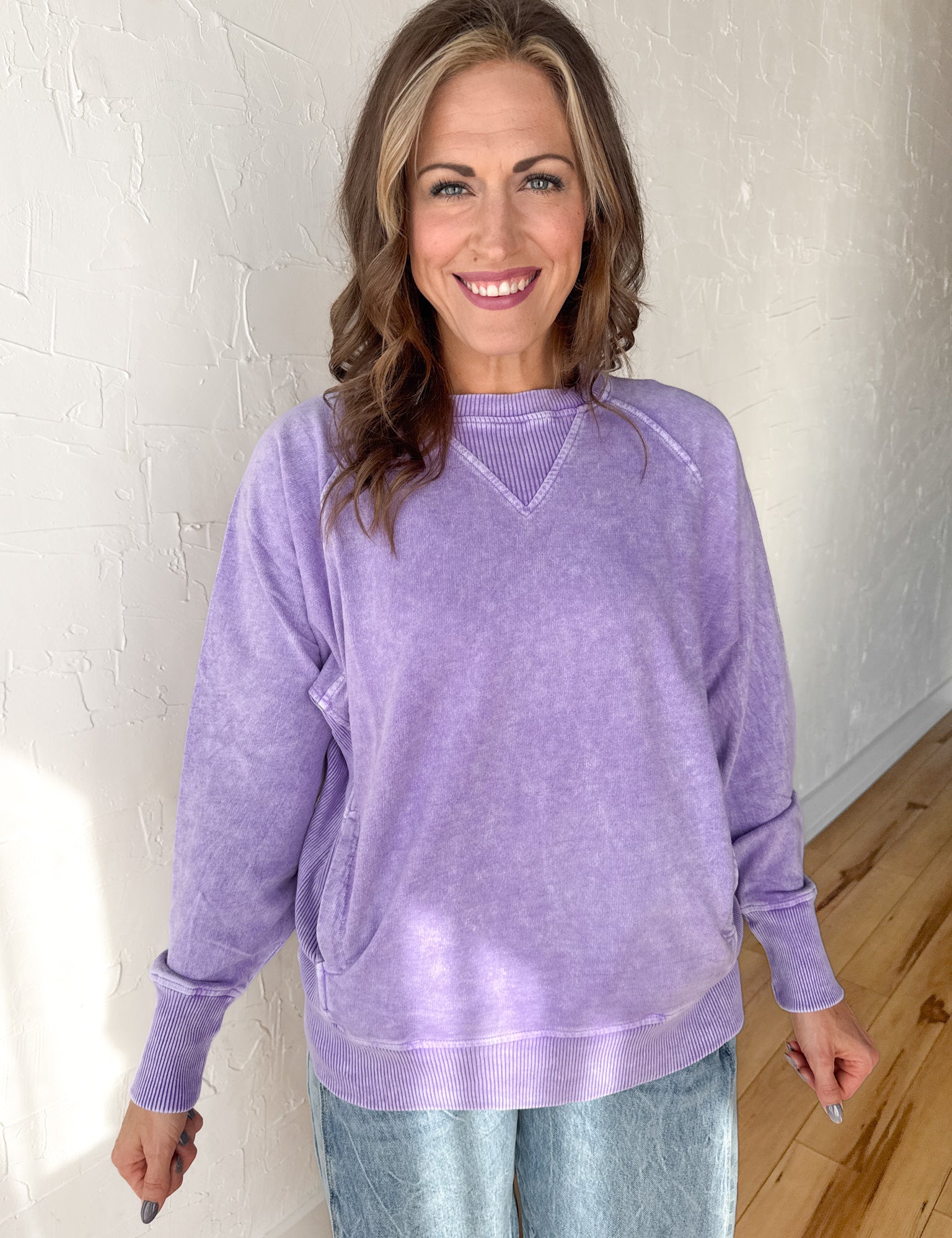 Mineral Wash Pullover- Violet - Ana Patricia Boutique
