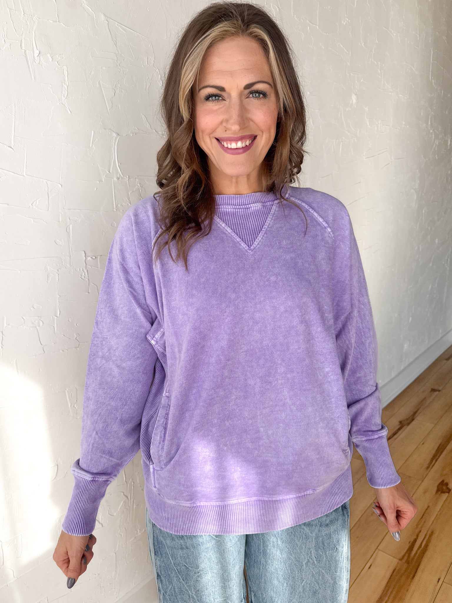 Mineral Wash Pullover- Violet - Ana Patricia Boutique