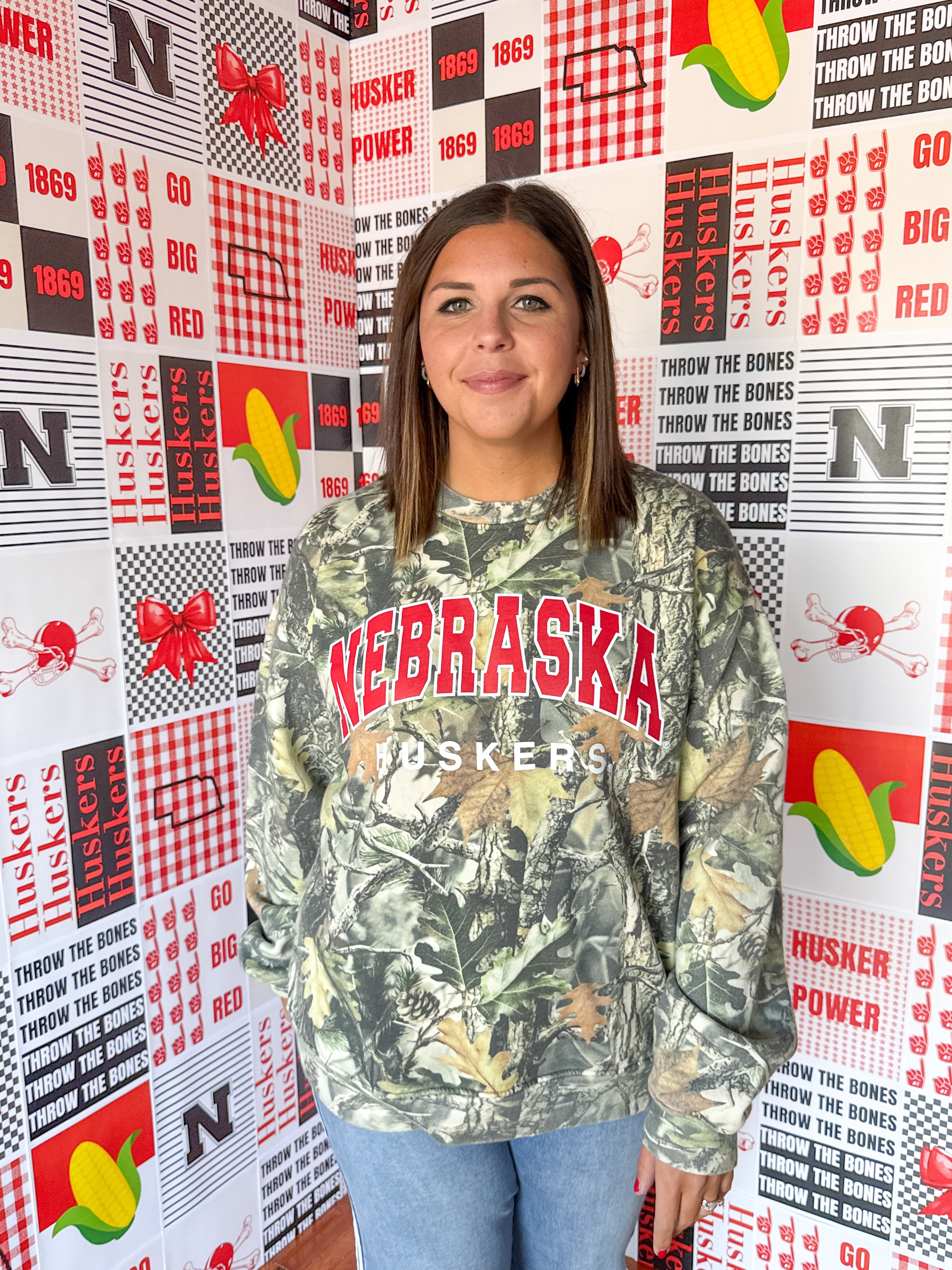 Huskers Camoflauge Sweatshirt - Ana Patricia Boutique