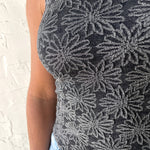 Floral Jacquard Tank- Two Tone Black - Ana Patricia Boutique