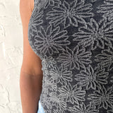 Floral Jacquard Tank- Two Tone Black - Ana Patricia Boutique