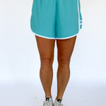 Two Stripe Athletic Shorts- Blue - Ana Patricia Boutique