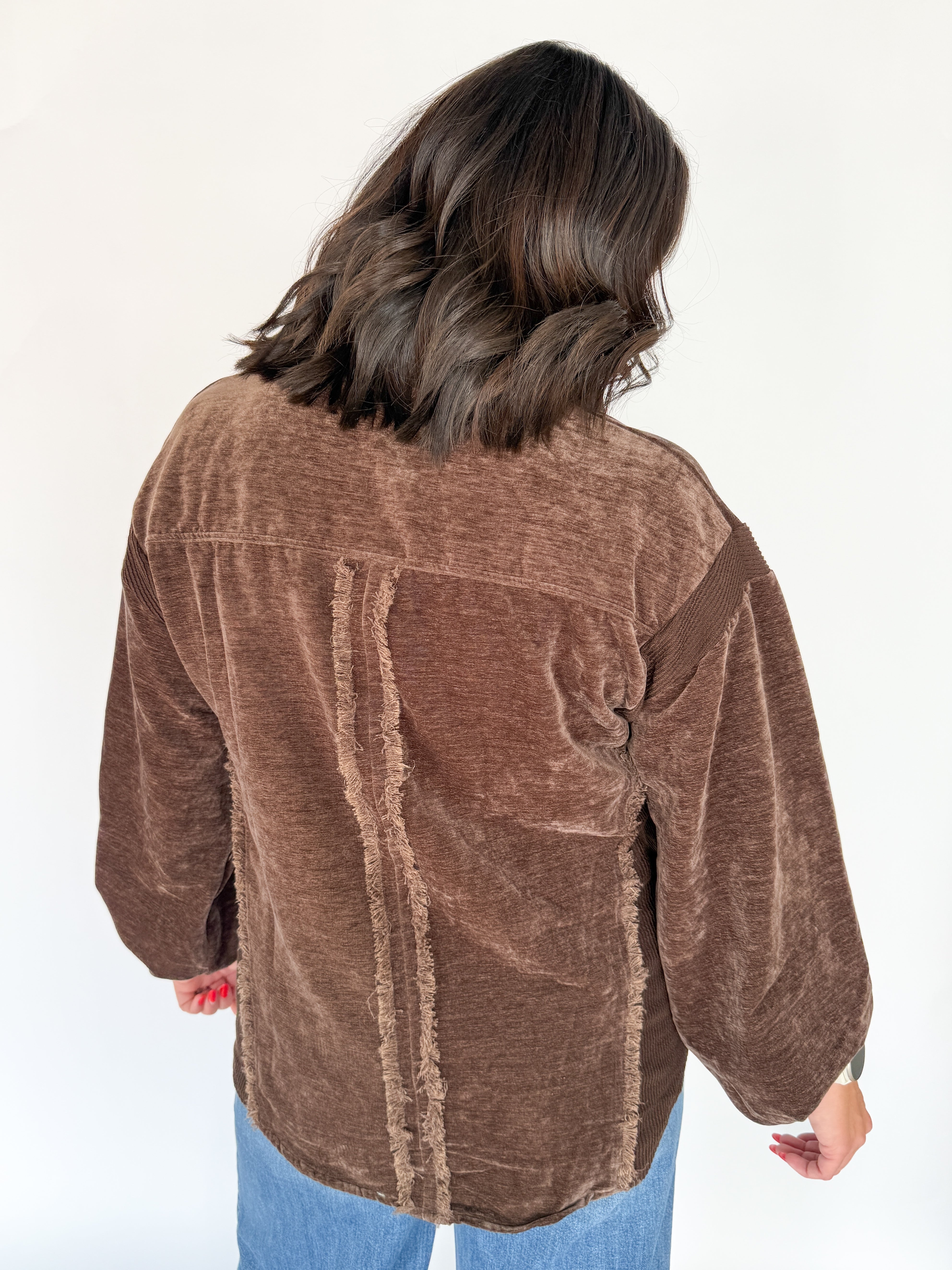 Button Down Jacket- Chocolate - Ana Patricia Boutique