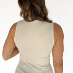 Simple Button Down Tank- Beige - Ana Patricia Boutique