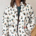 Floral Sherpa Jacket- Cream - Ana Patricia Boutique