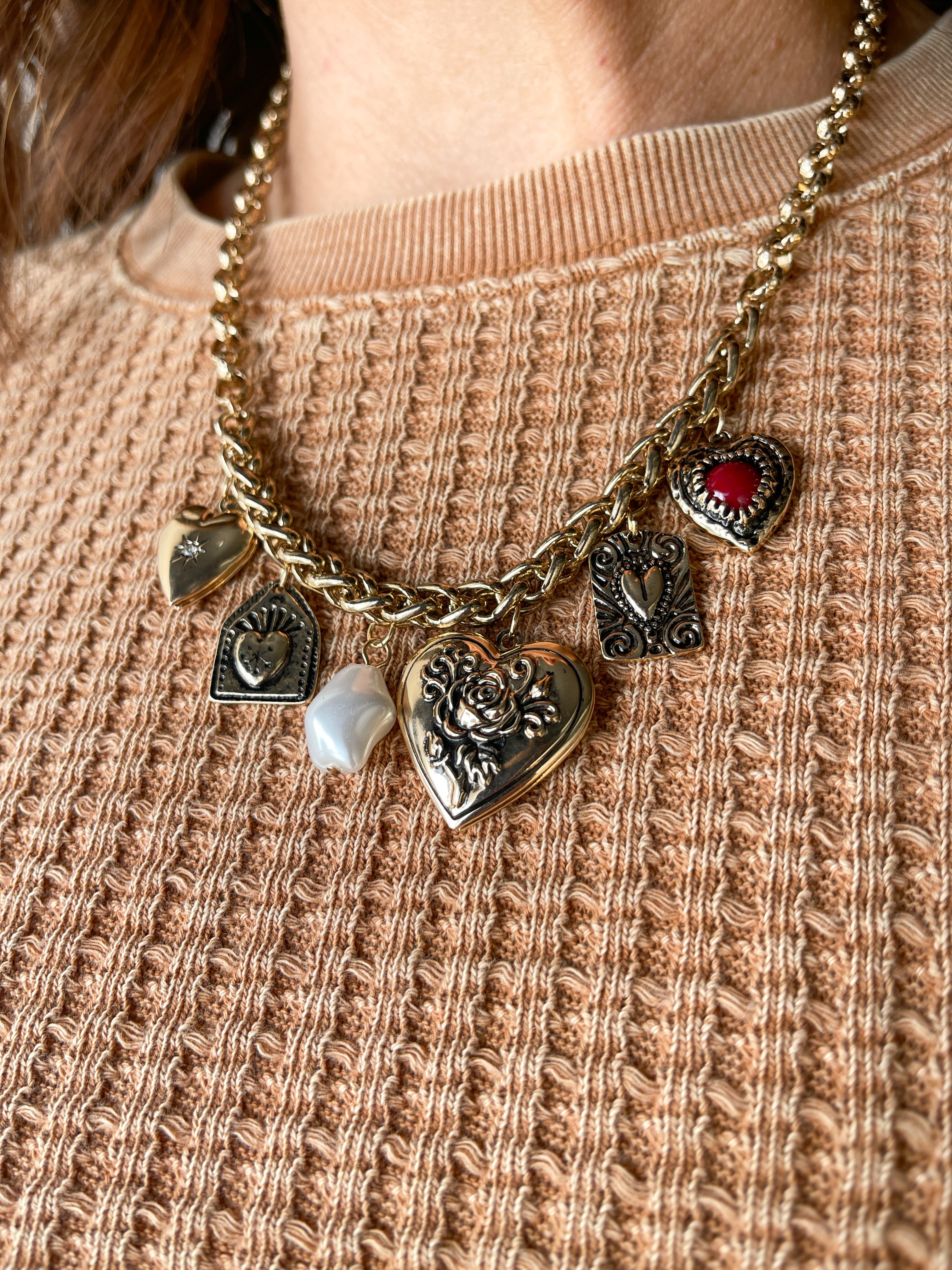 Heart Charm Necklace- Gold - Ana Patricia Boutique