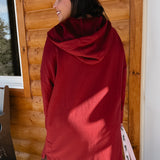 Longline Zip Up Jacket-Burgundy