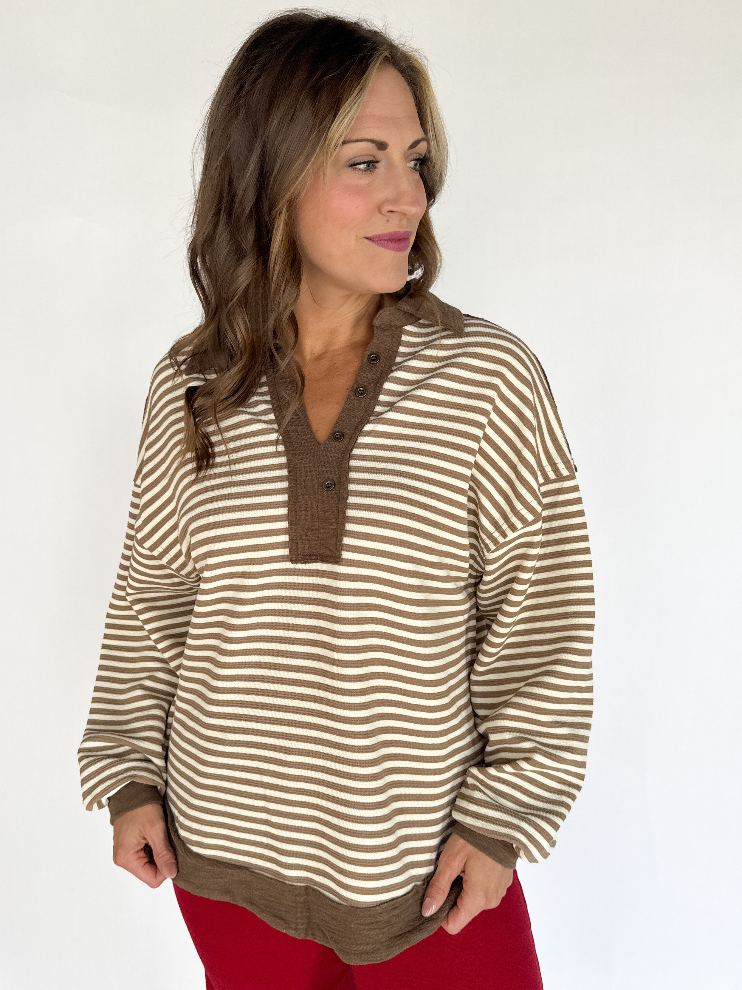 Slub Knit Top- Mocha - Ana Patricia Boutique