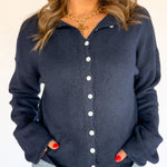 Classic Button Cardigan Top- Navy - Ana Patricia Boutique