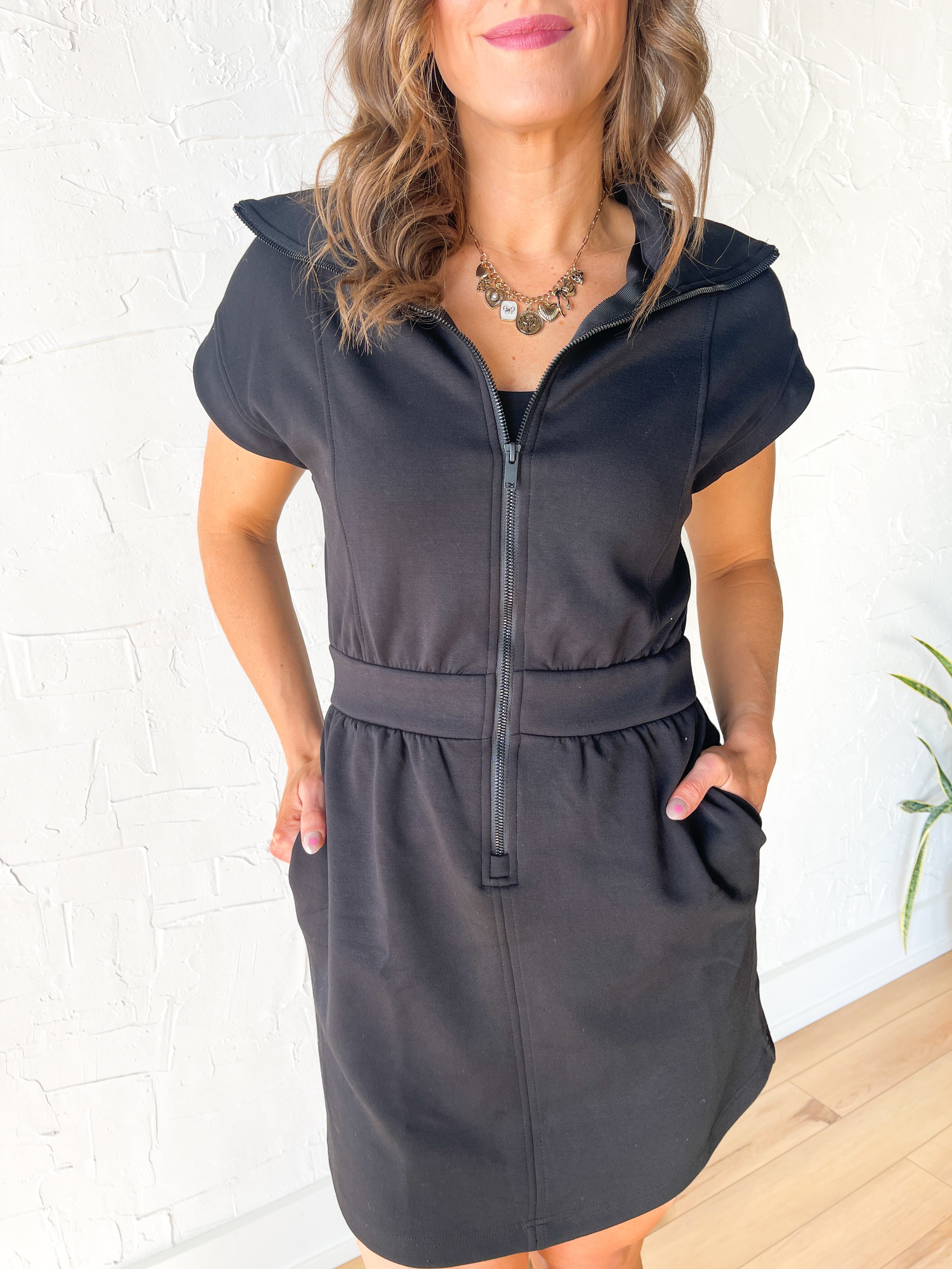 Scuba Luxe Mini Dress- Black - Ana Patricia Boutique