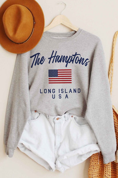 The Hamptons Graphic Sweatshirt- Heather Grey