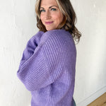 Ribbed Crewneck Sweater- Purple - Ana Patricia Boutique