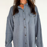 Mineral Wash Shacket-Deep Navy - Ana Patricia Boutique