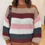 Colorblock Chunky Sweater- Mocha - Ana Patricia Boutique