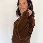 Classic Button Cardigan Top- Chocolate - Ana Patricia Boutique