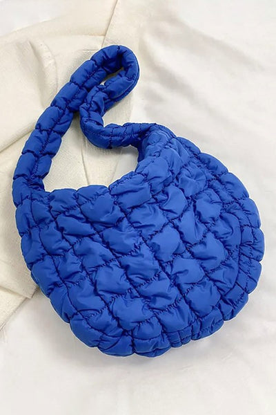 Quilted Puffer Tote- Royal Blue