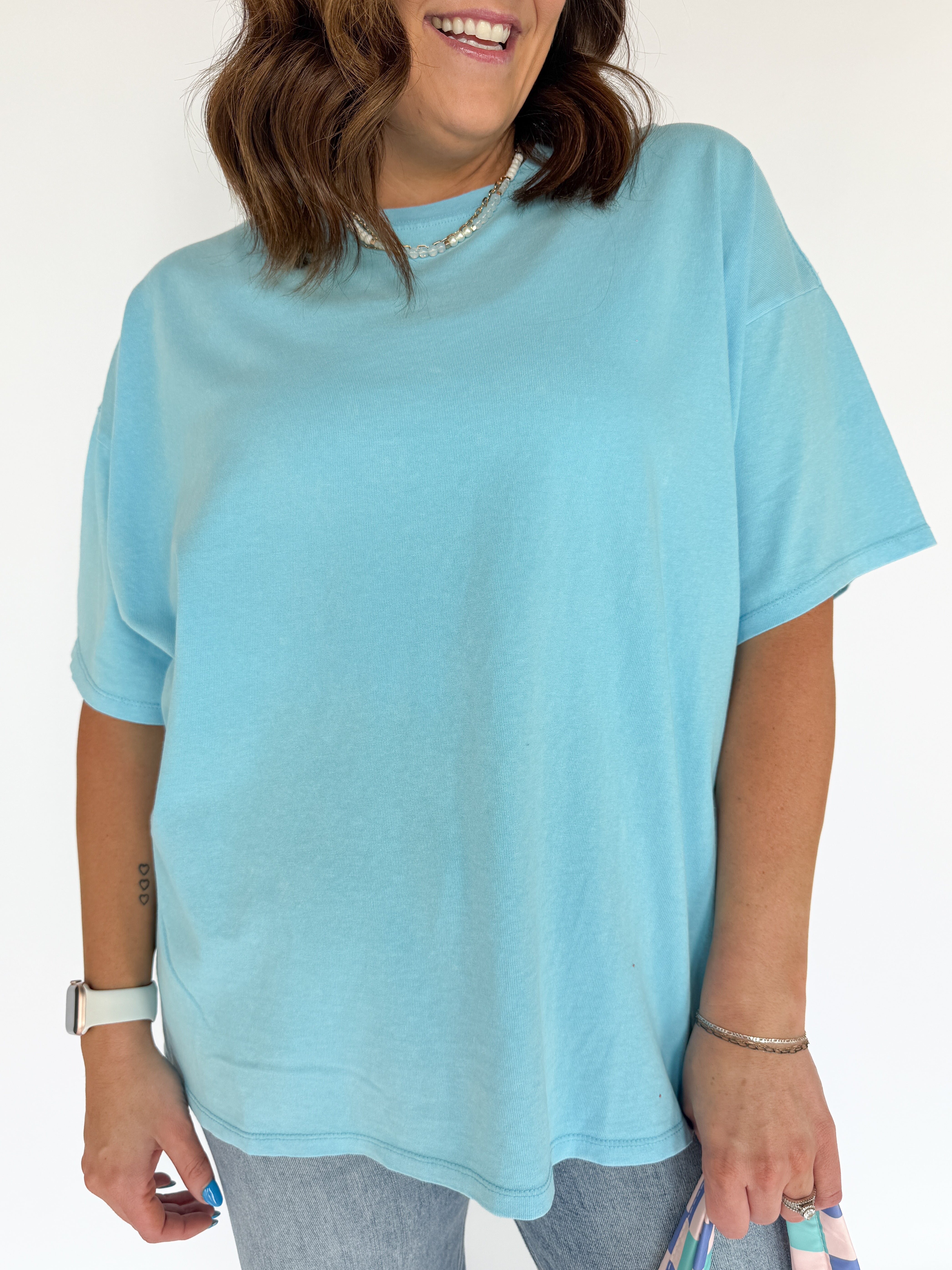 Mineral Wash Oversized Tee-Blue - Ana Patricia Boutique