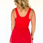Tiger Shortsie Romper- Red - Ana Patricia Boutique