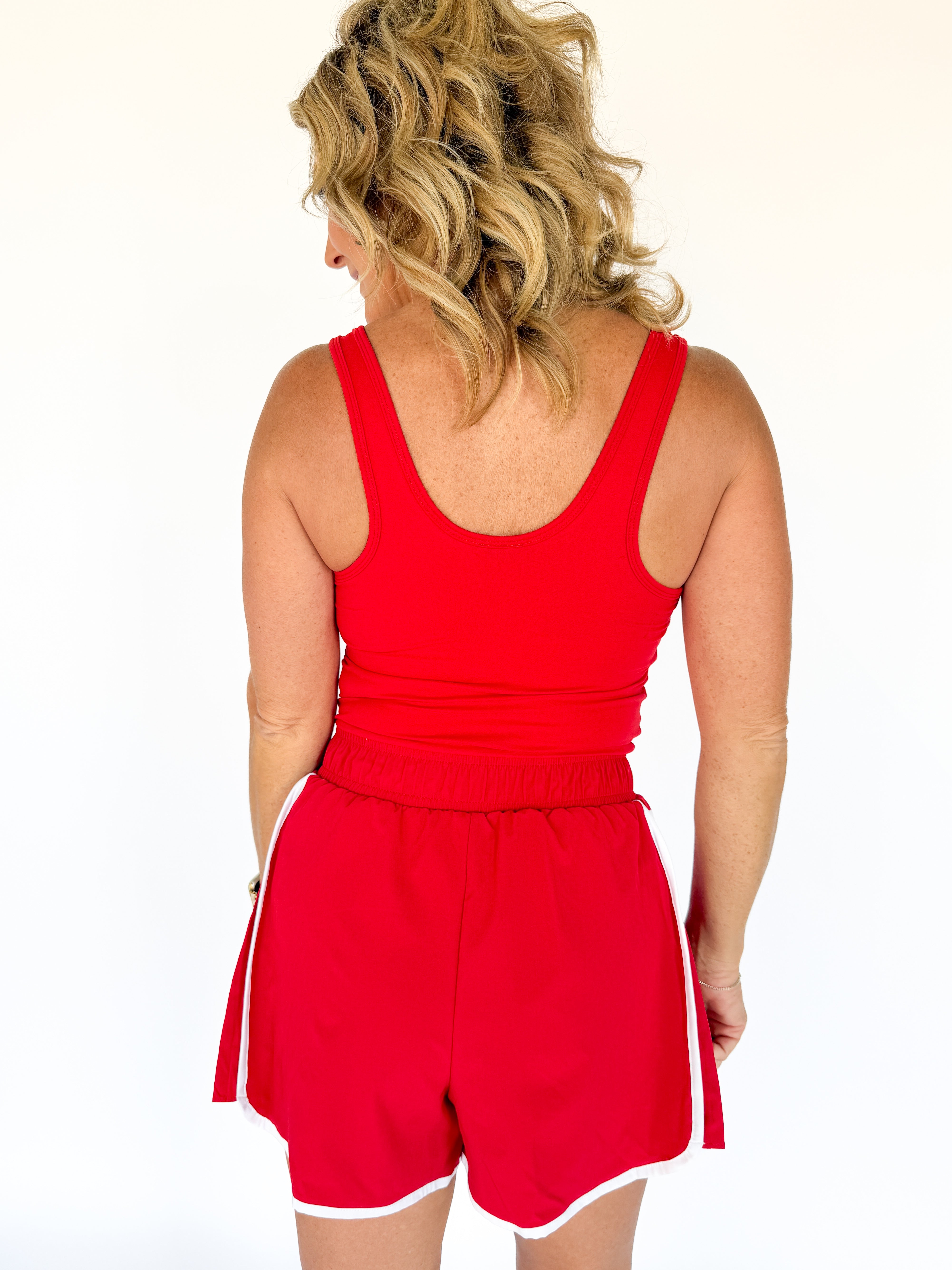 Tiger Shortsie Romper- Red - Ana Patricia Boutique