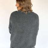 Washed Side Slit Sweater-Black - Ana Patricia Boutique