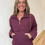 Quilted Half Zip Jacket- Cherry - Ana Patricia Boutique