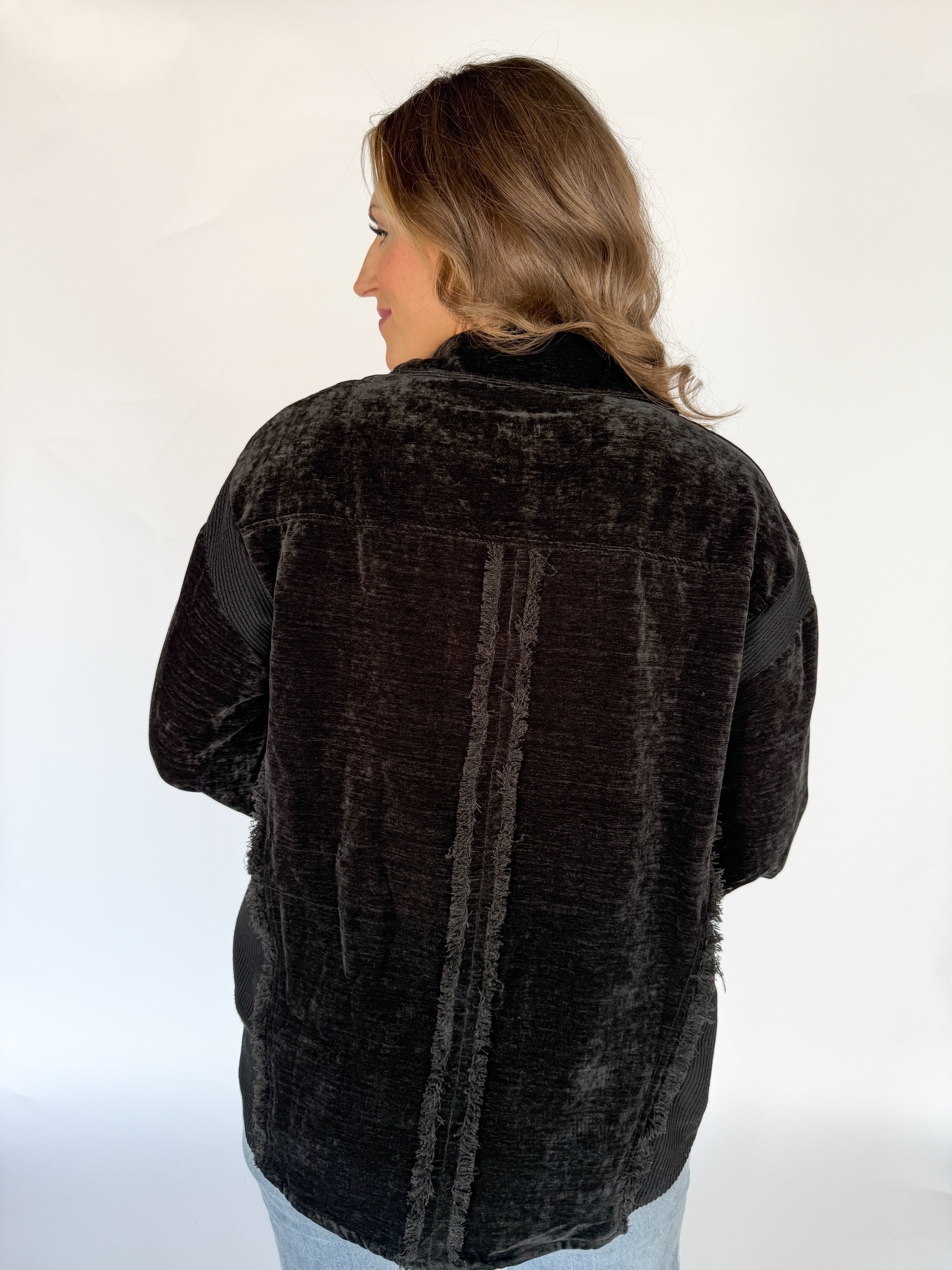 Button Down Jacket- Black - Ana Patricia Boutique