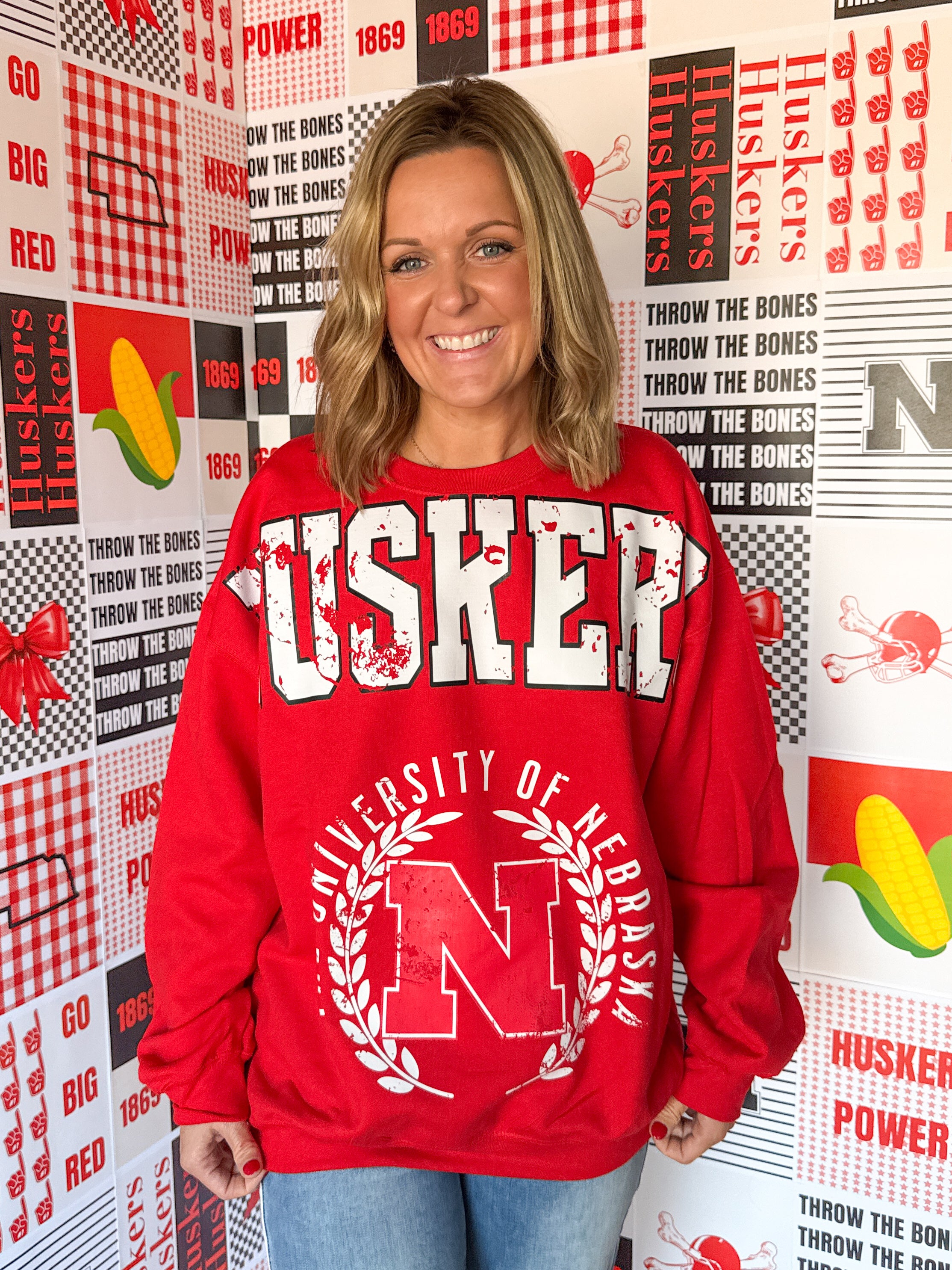 University of Nebraska Crewneck-Red - Ana Patricia Boutique
