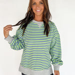Stripe Comfy Pullover-Green/Blue - Ana Patricia Boutique