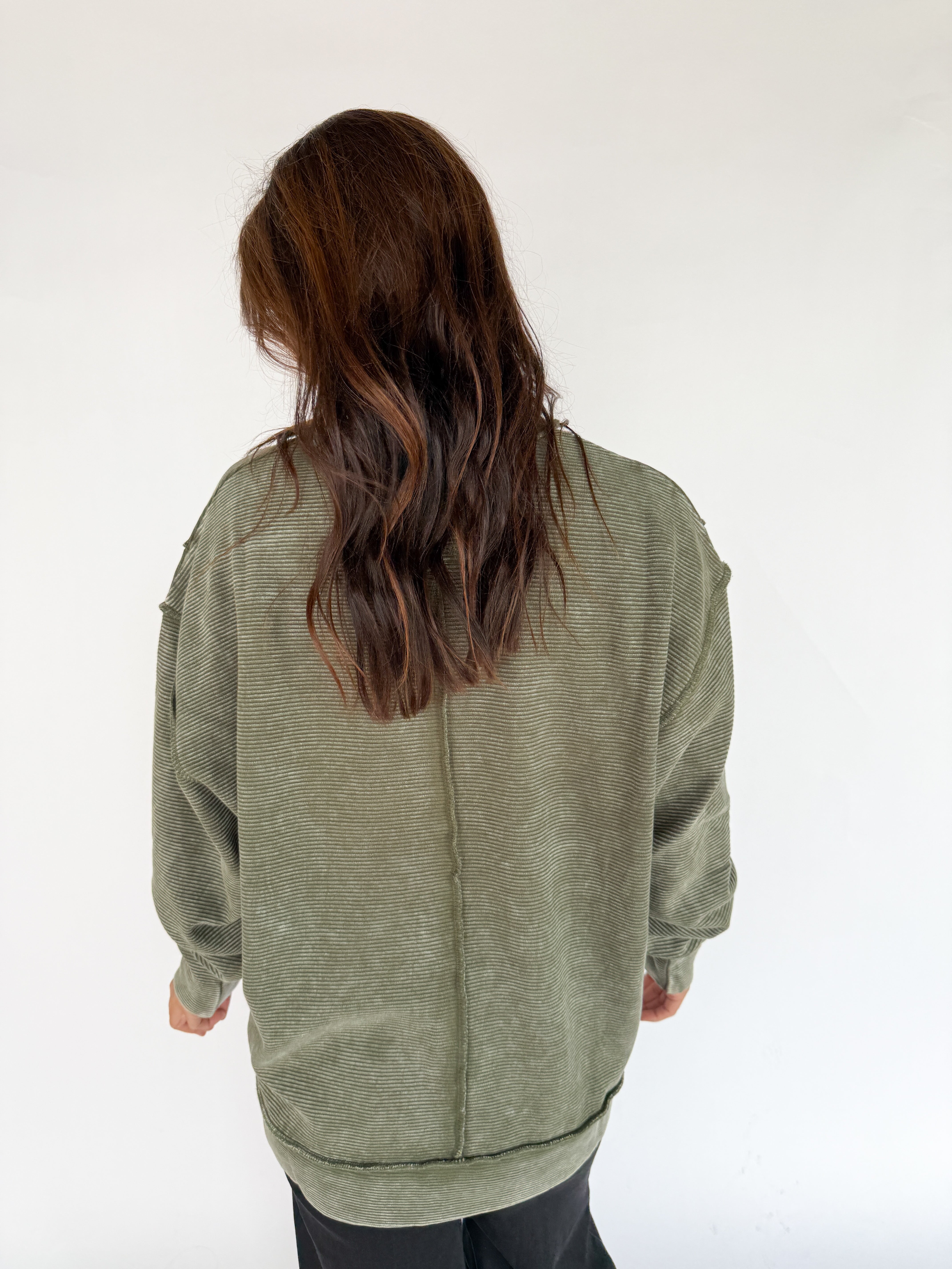 Double Ribbed Pullover- Olive - Ana Patricia Boutique