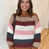 Colorblock Chunky Sweater- Mocha