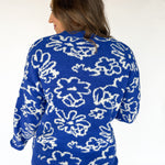 Boucle Floral Knit Sweater- Royal Blue - Ana Patricia Boutique